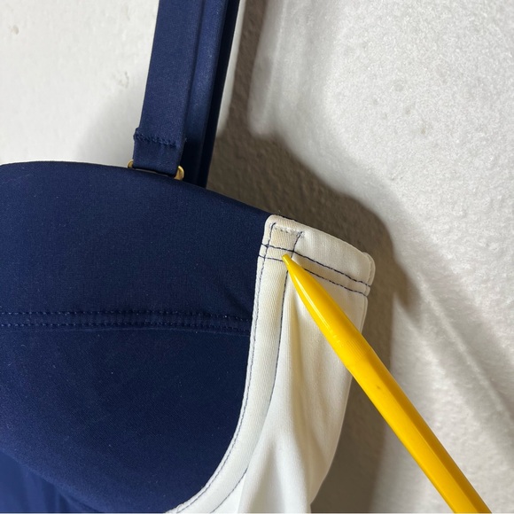 Tory Burch Lipsi Navy White Colorblock One Piece Swimsuit Vacation - Picture 7 of 10